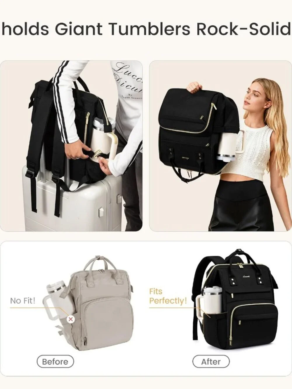 Stylish Waterproof Laptop Backpack for Women, 15.6